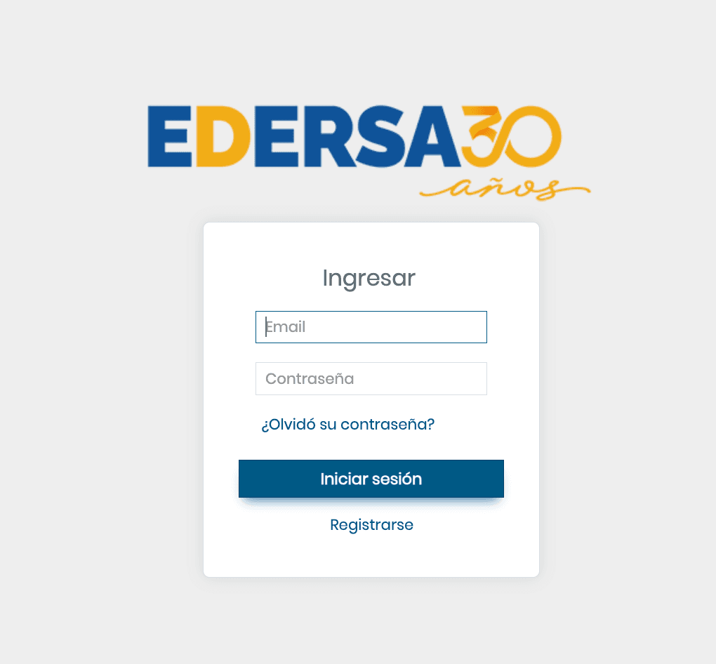 Ventana de acceso a la Oficina Virtual de EDERSA