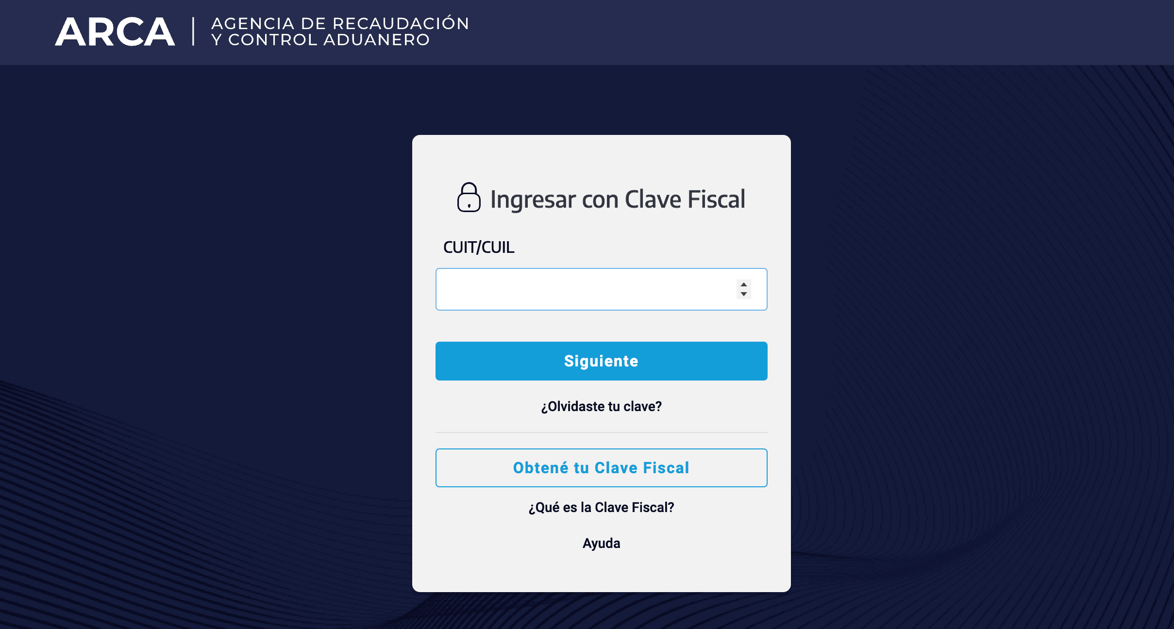ARCA Ingresar con Clave Fiscal