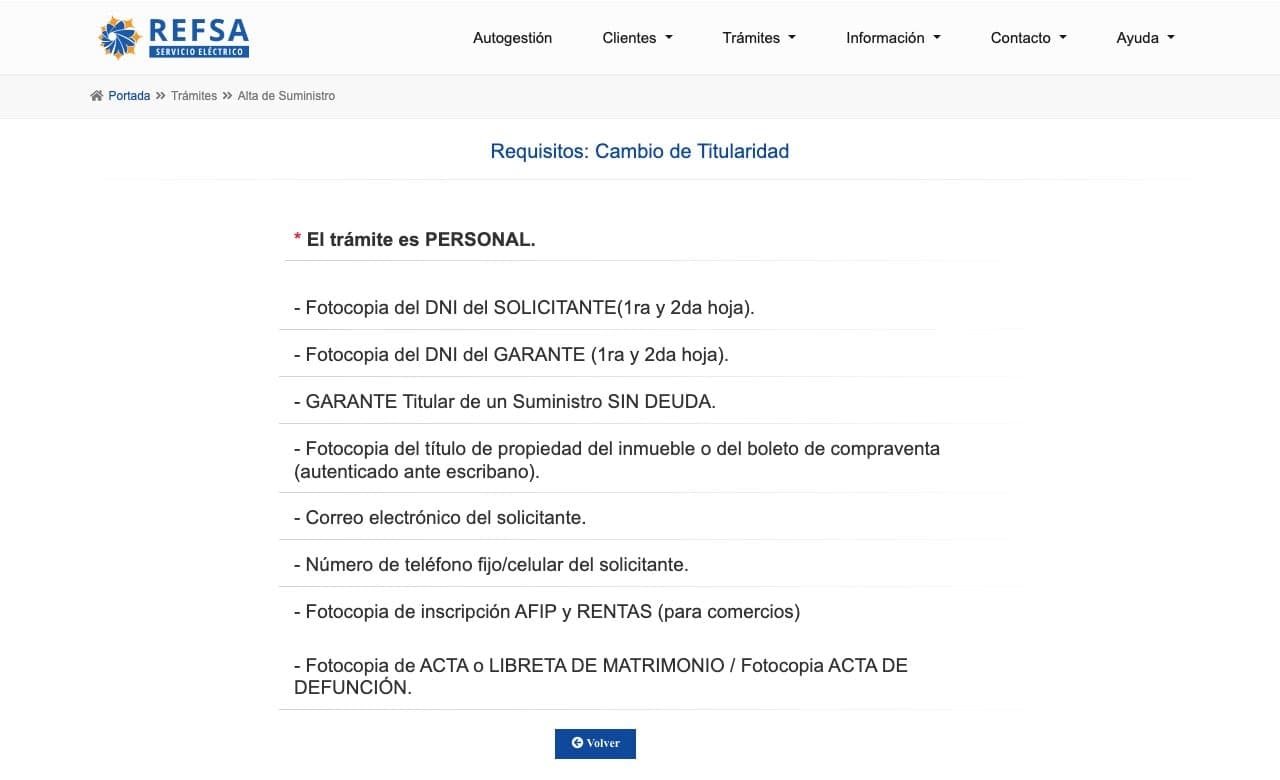 Formulario público de REFSA para reservar un turno de cambio de titularidad, sin datos personales ingresados.