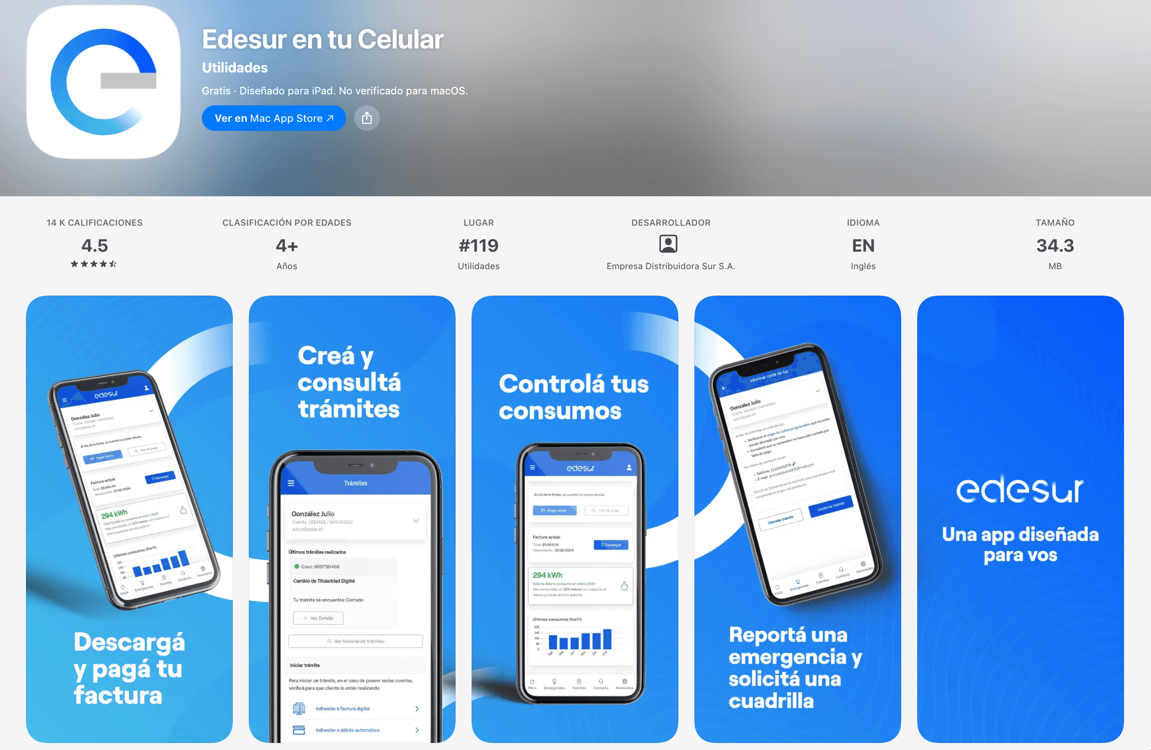 Edesur en tu Celular en App Store