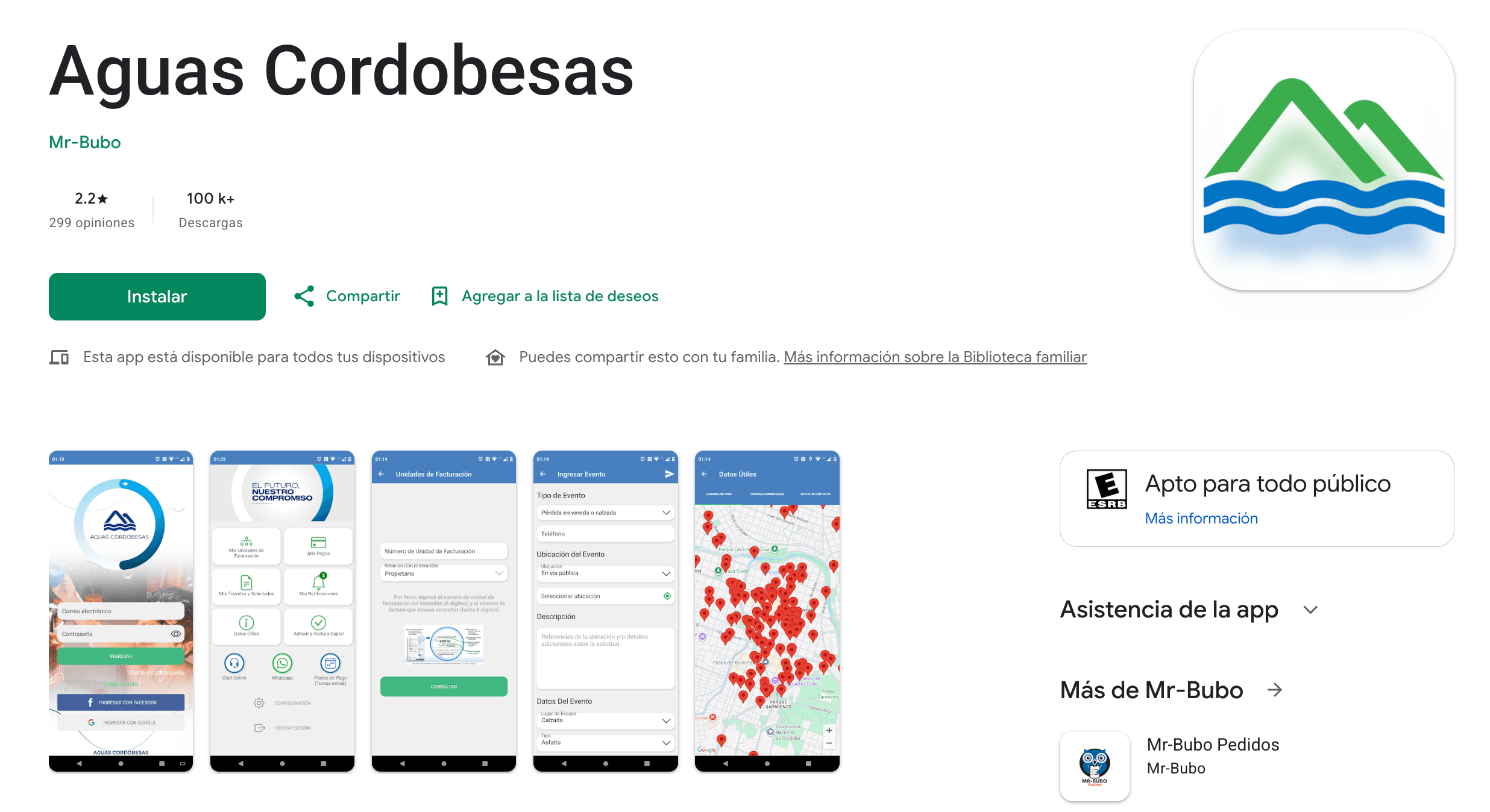 La app de Aguas Cordobesas Google Play