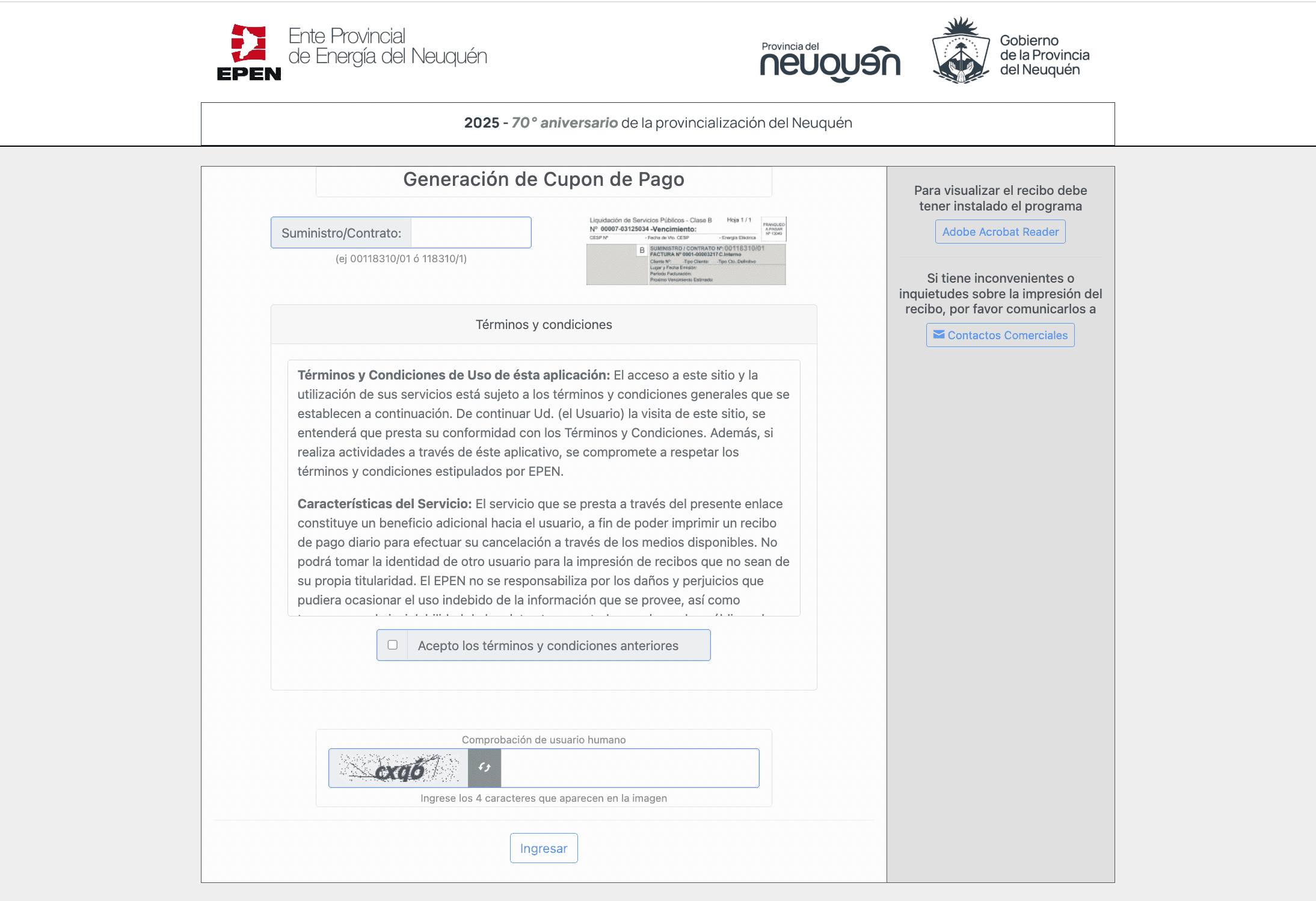 Generación de Cupon de Pago EPEN