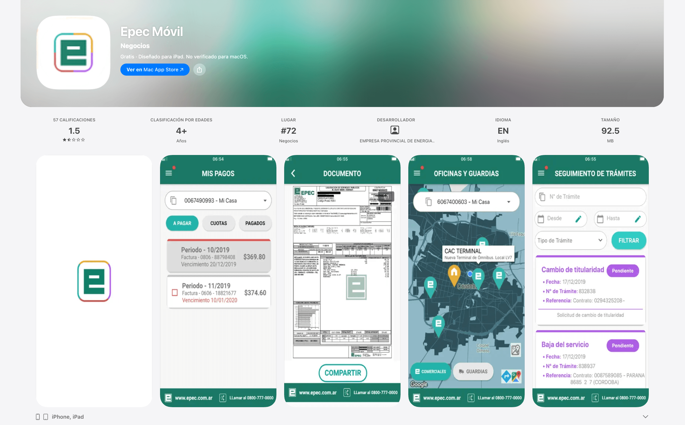 La app de EPEC en App Store