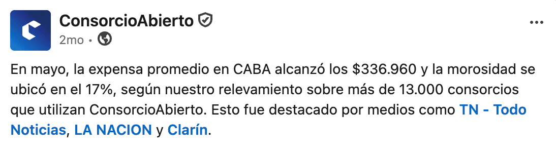 Expensas promedio en CABA 2026 (ConsorcioAbierto)