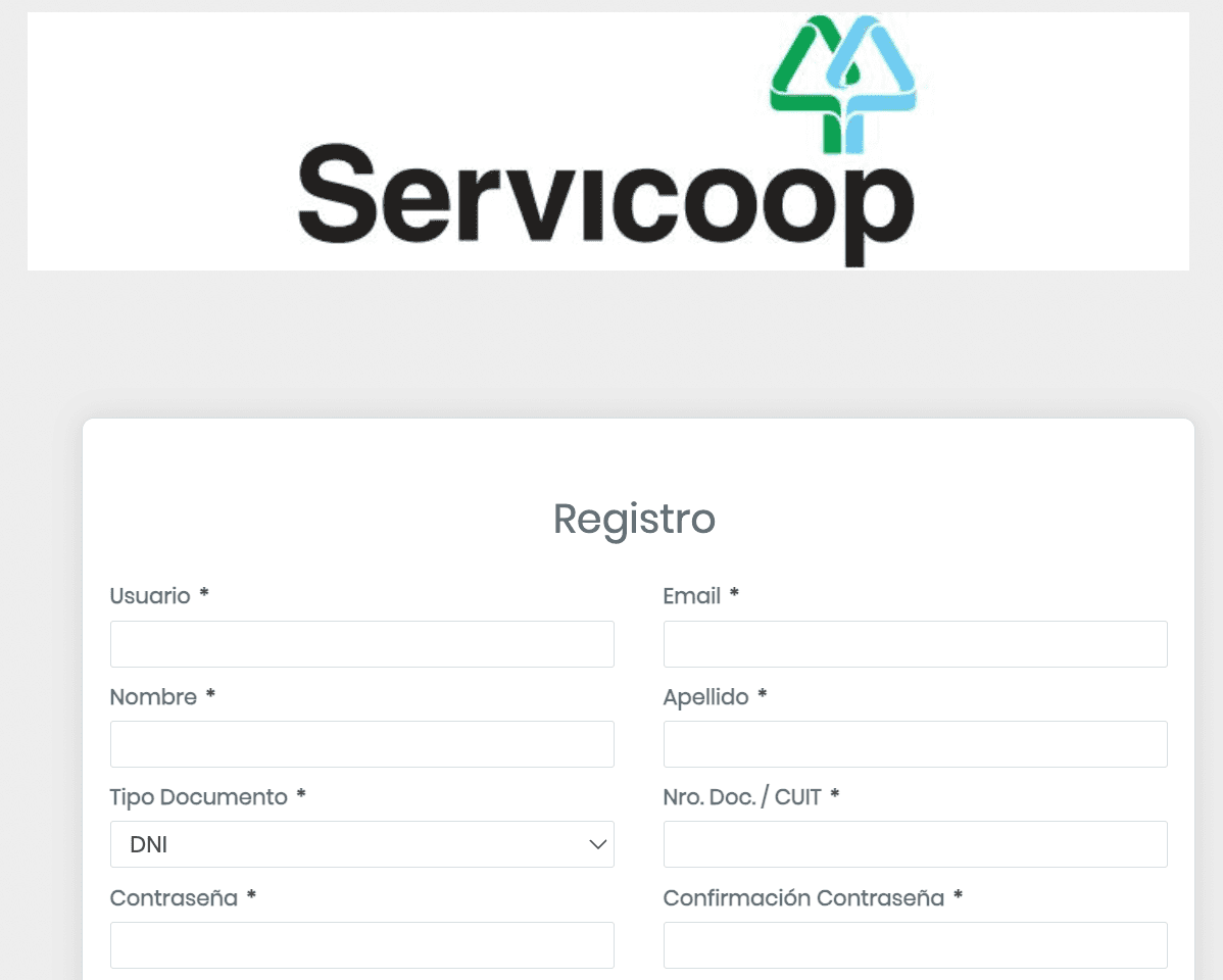Registro de Nuevo Portal Socios de Servicoop