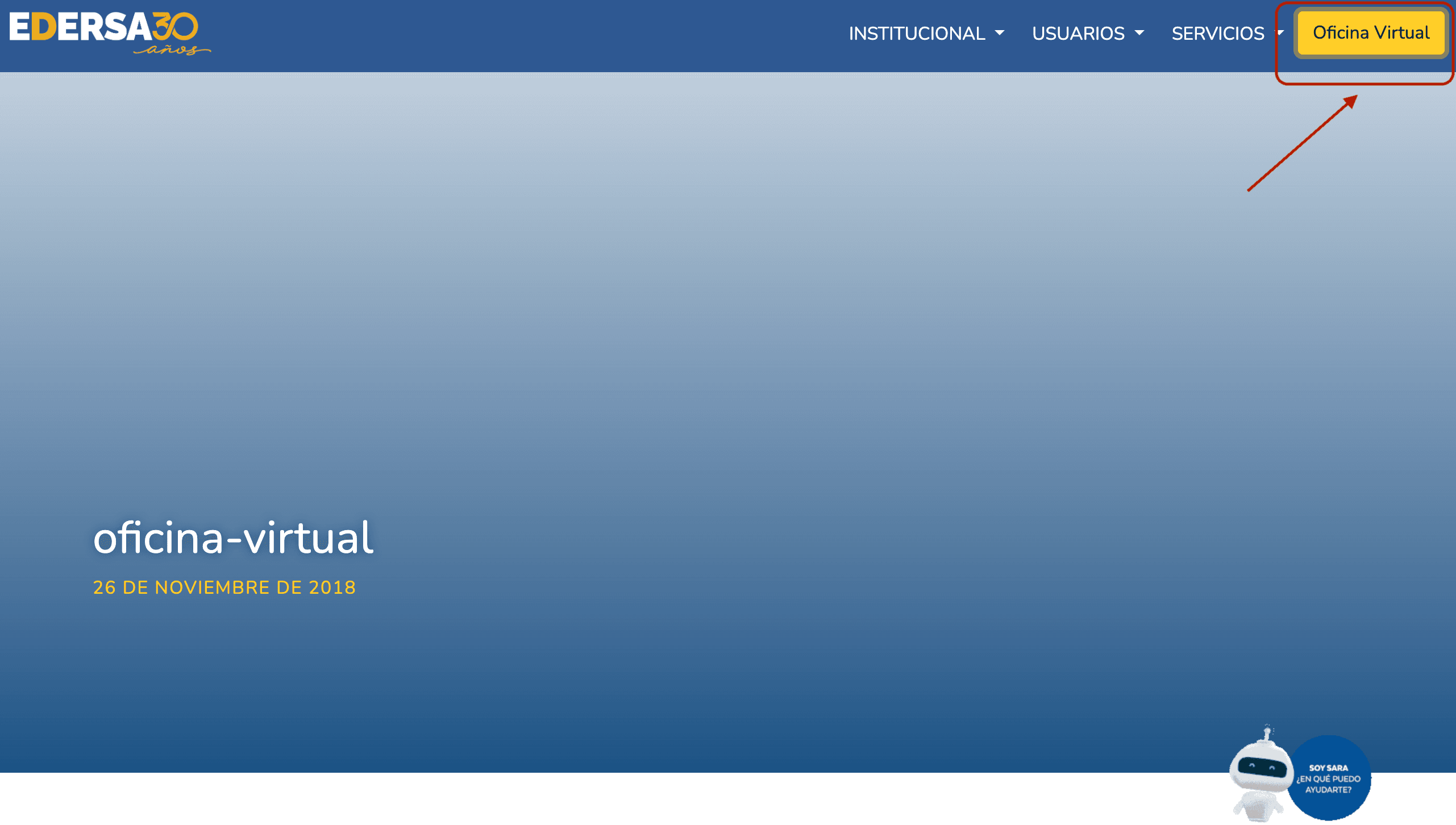 Botón de acceso a la Oficina Virtual de EDERSA
