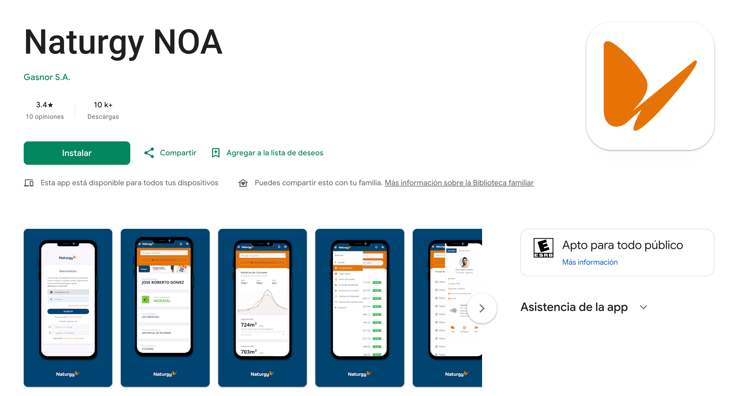 La app de Naturgy NOA Google Play